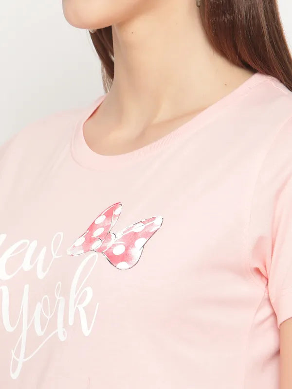 Mettle Women Pink Printed T-Shirt