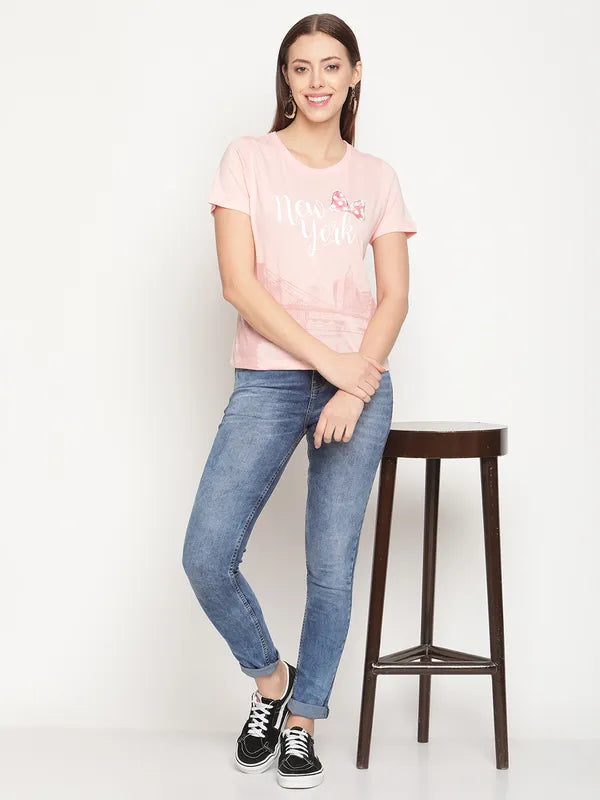 Mettle Women Pink Printed T-Shirt