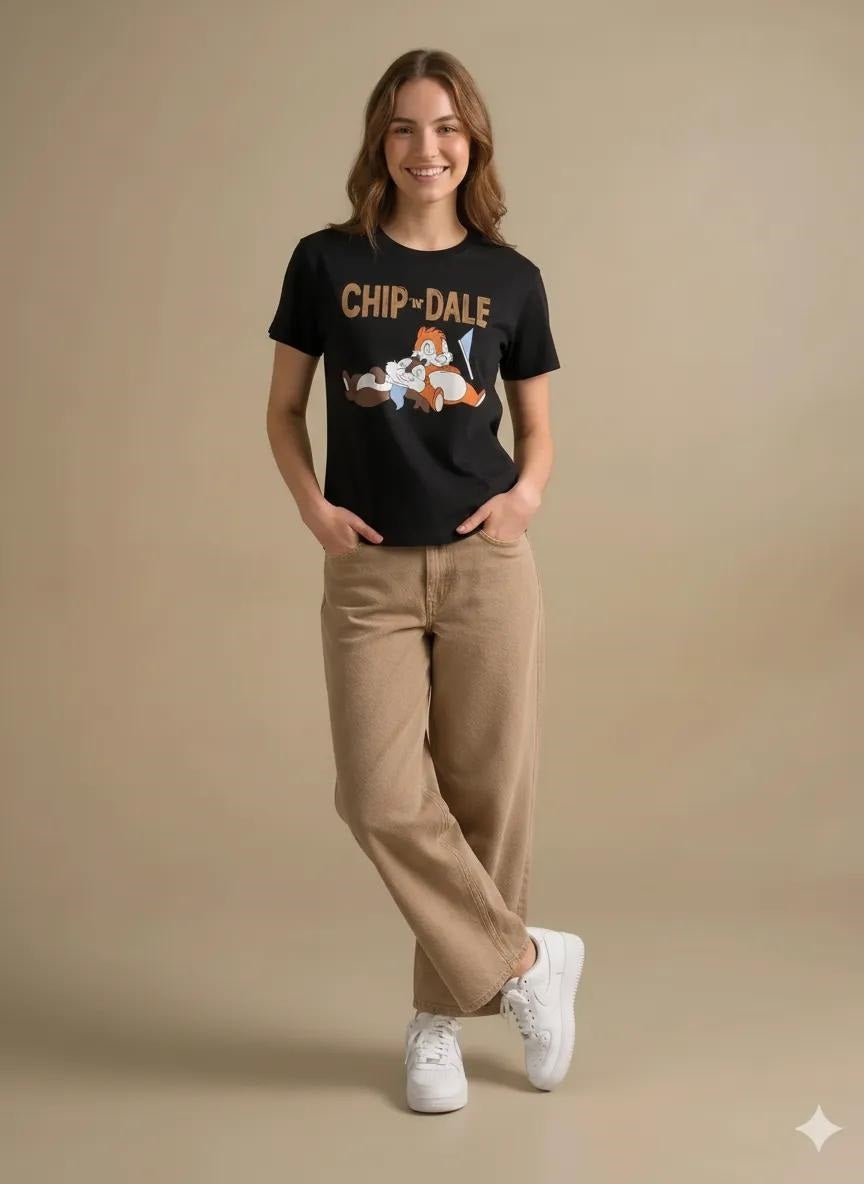 Women Black Printed T-shirt
