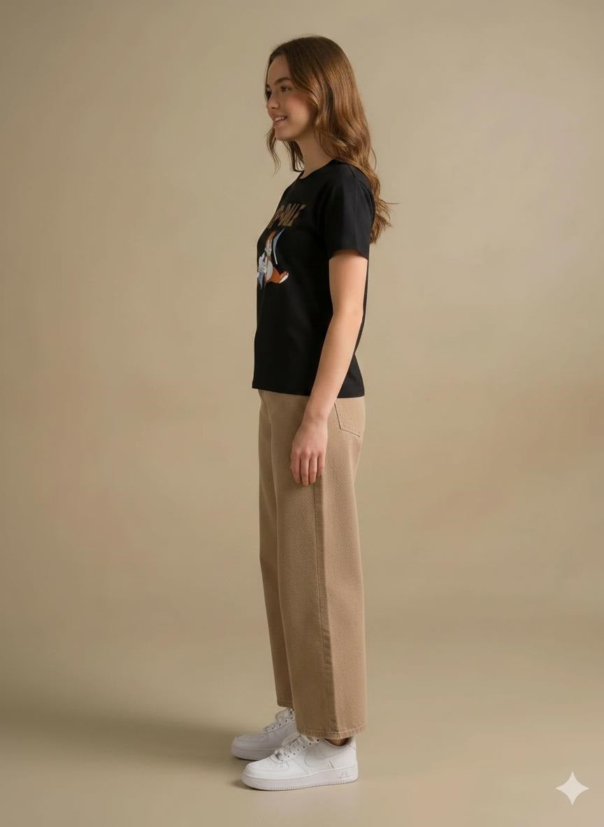 Women Black Printed T-shirt