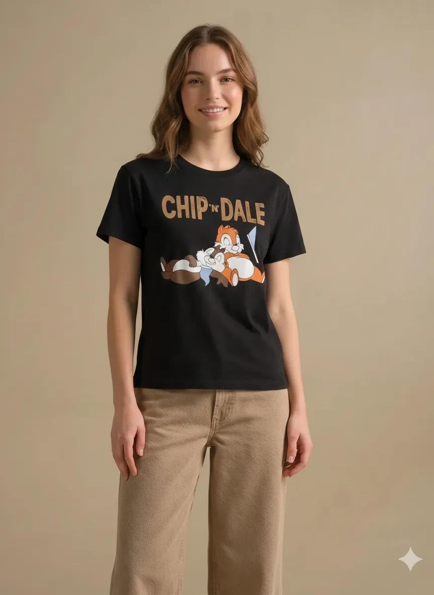 Women Black Printed T-shirt