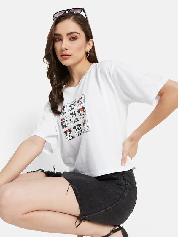 Disney Mickey Minnie Print  Boxer T-Shirt