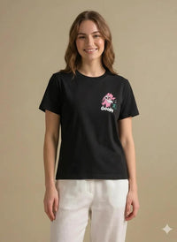 METTLE Women Black Printed T-shirt