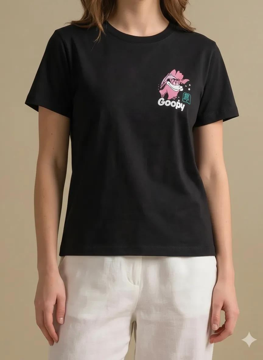 METTLE Women Black Printed T-shirt