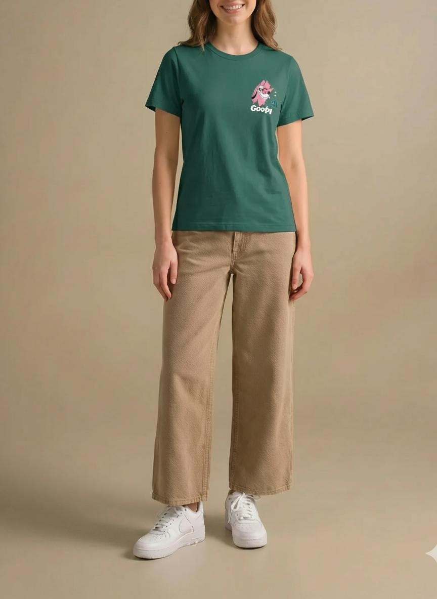 Women Green Goofy Printed T-shirt
