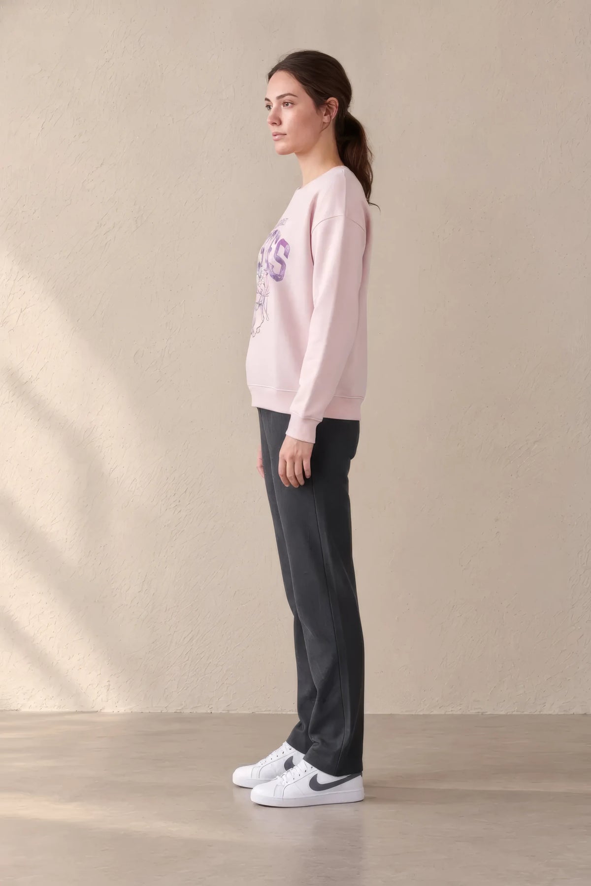 Women’s Disney Stitch & Angel Pink Brushed Cotton Fleece Sweatshirt – Regular Fit