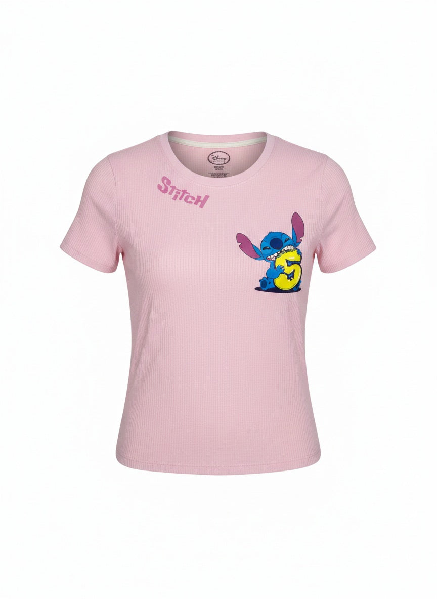 Women Barely Pink Printed Round Neck T-shirt