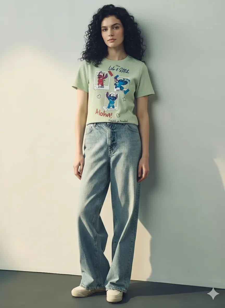 Women Mist Printed Round Neck T-shirt