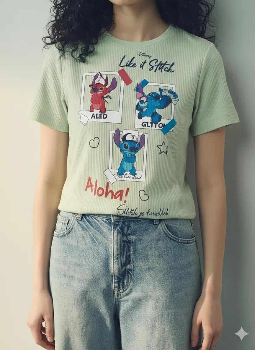 Women Mist Printed Round Neck T-shirt