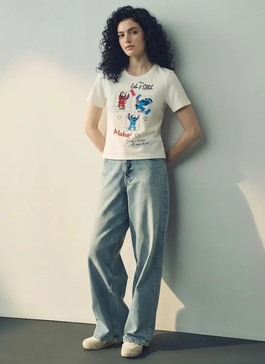 Women Off White Typography Round Neck T-shirt