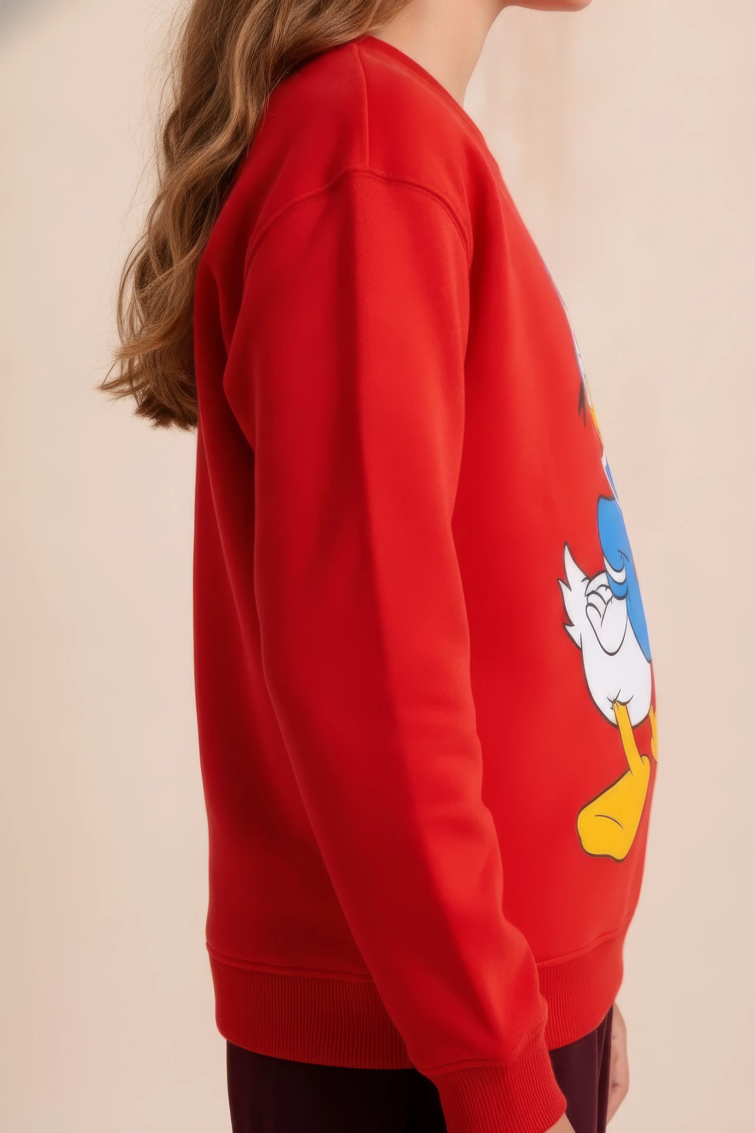Junior Girls Tomato Cotton Fleece Corduroy Sweatshirt – Donald Duck Graphic | Regular Fit