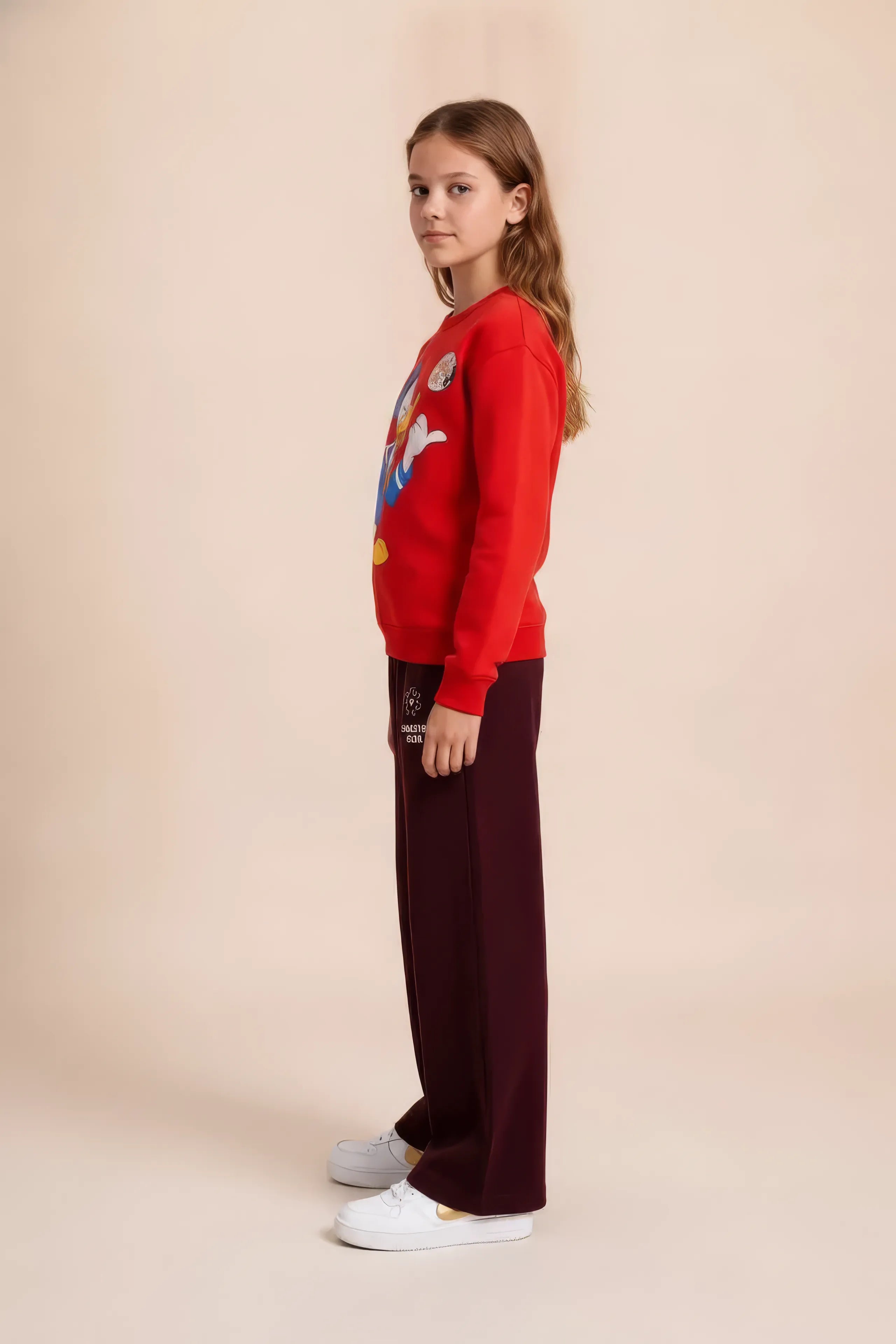 Junior Girls Tomato Cotton Fleece Corduroy Sweatshirt – Donald Duck Graphic | Regular Fit