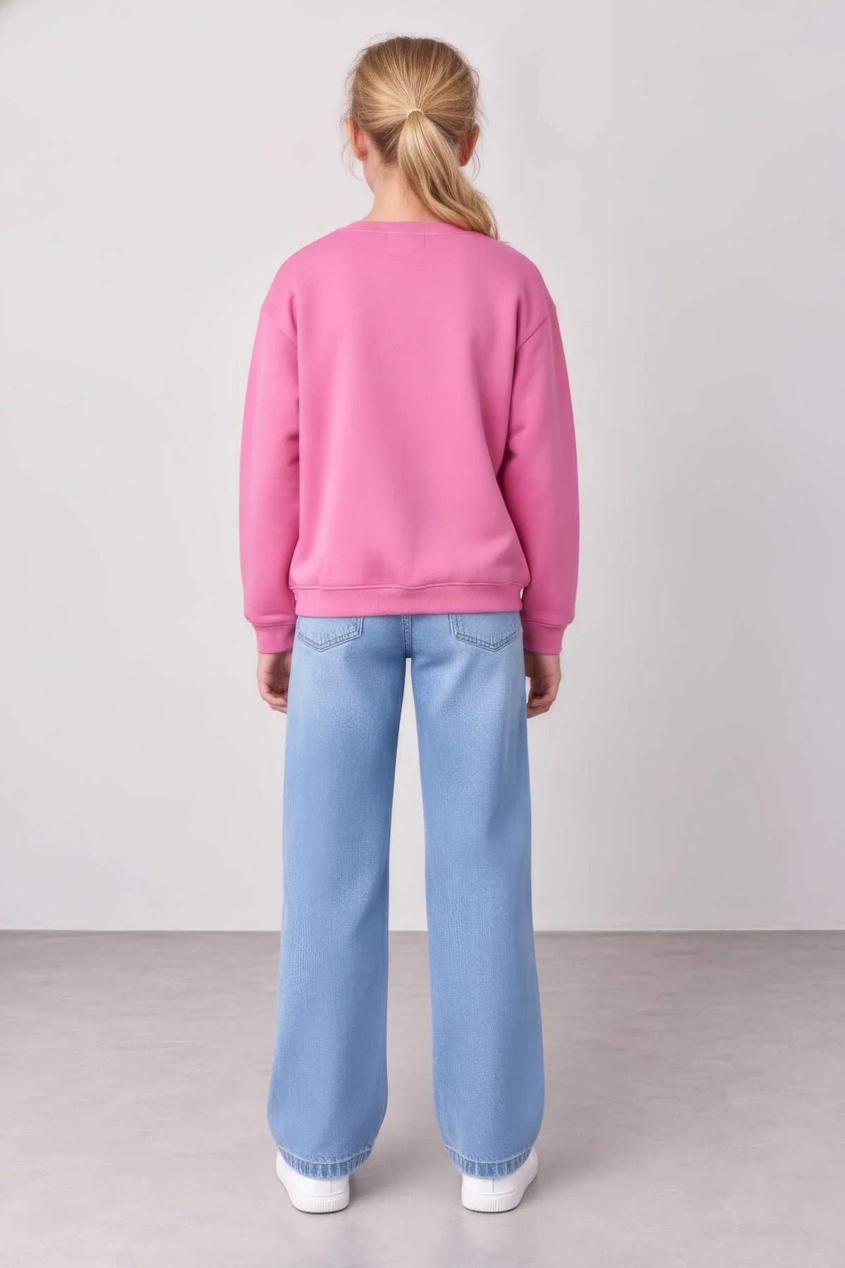Junior Girls Shocking Pink Brushed Cotton Fleece Regular Fit Disney Graphic Sweatshirt