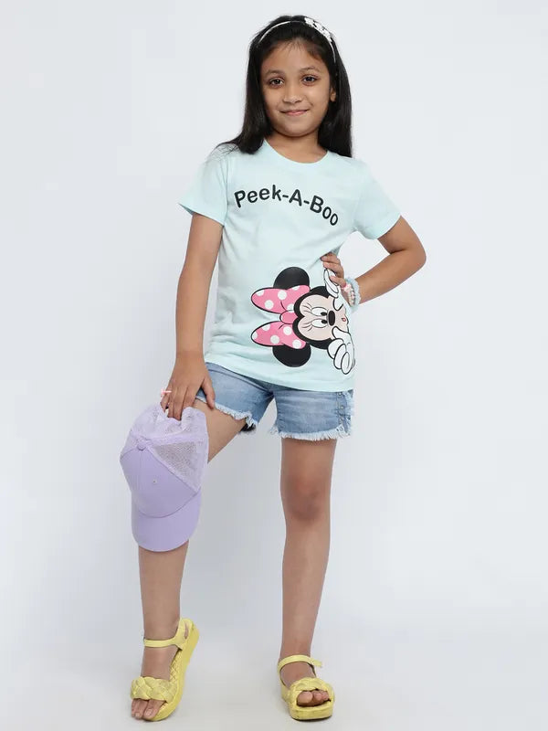 Mettle Girls Minnie Mouse Printed Cotton T-Shirt