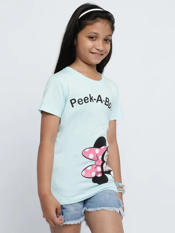 Mettle Girls Minnie Mouse Printed Cotton T-Shirt