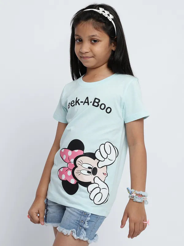 Mettle Girls Minnie Mouse Printed Cotton T-Shirt