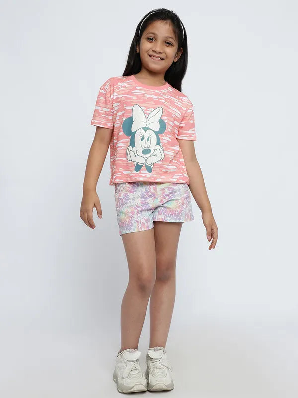 Mettle Girls Graphic Minnie Mouse Printed Cotton Casual T-Shirt