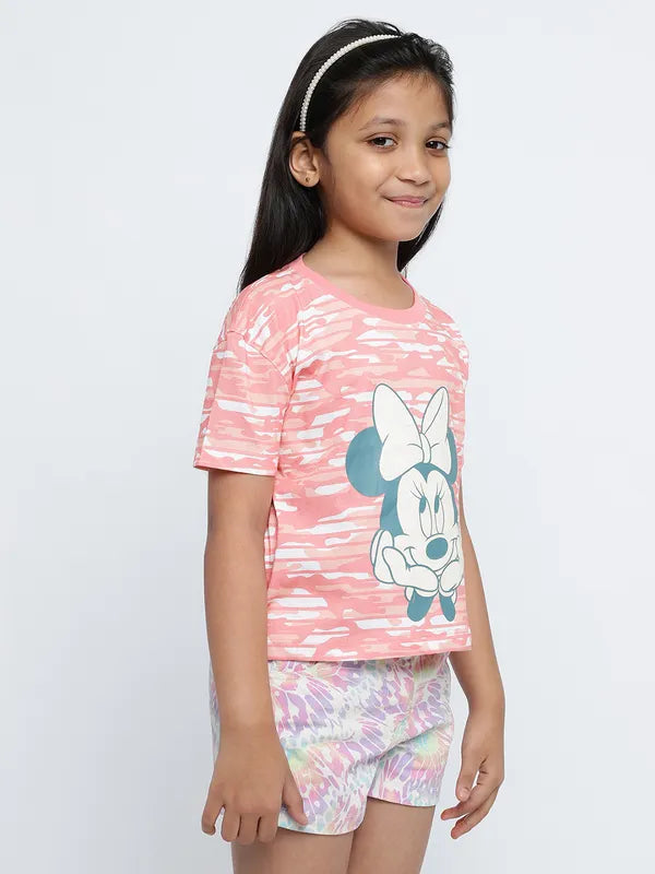 Mettle Girls Graphic Minnie Mouse Printed Cotton Casual T-Shirt