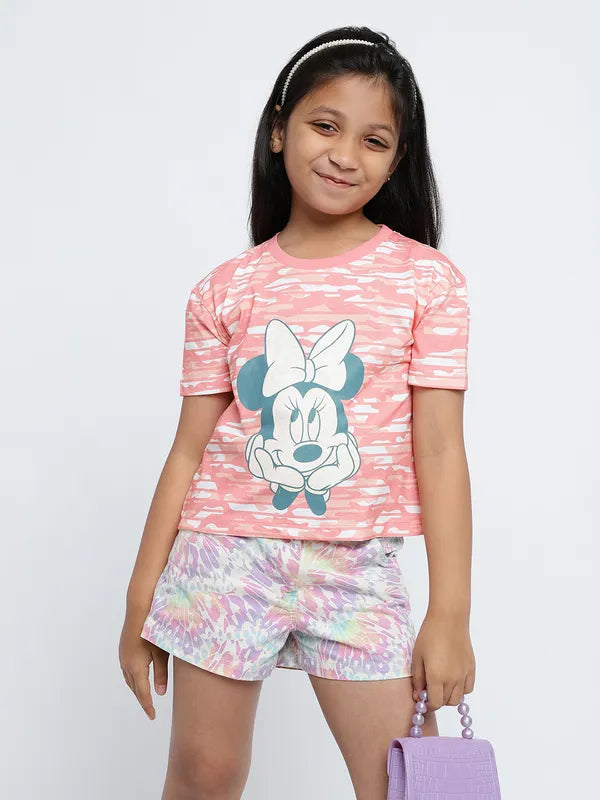 Mettle Girls Graphic Minnie Mouse Printed Cotton Casual T-Shirt