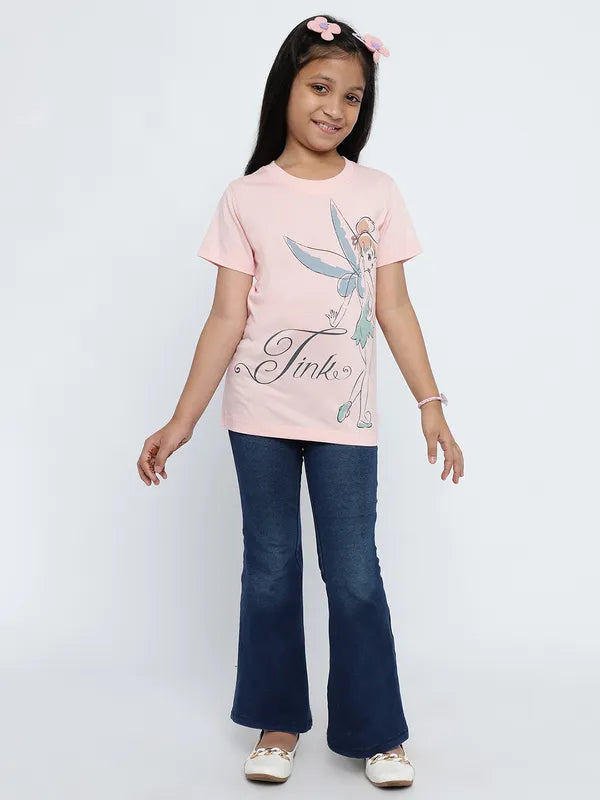 Mettle Girls Tinkerbell Graphic Printed Cotton Regular T-Shirt