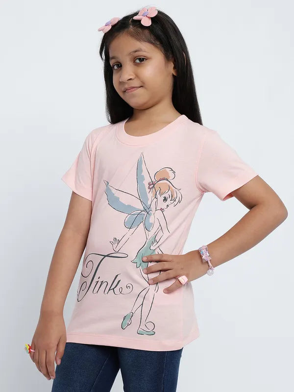 Mettle Girls Tinkerbell Graphic Printed Cotton Regular T-Shirt