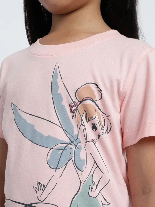 Mettle Girls Tinkerbell Graphic Printed Cotton Regular T-Shirt