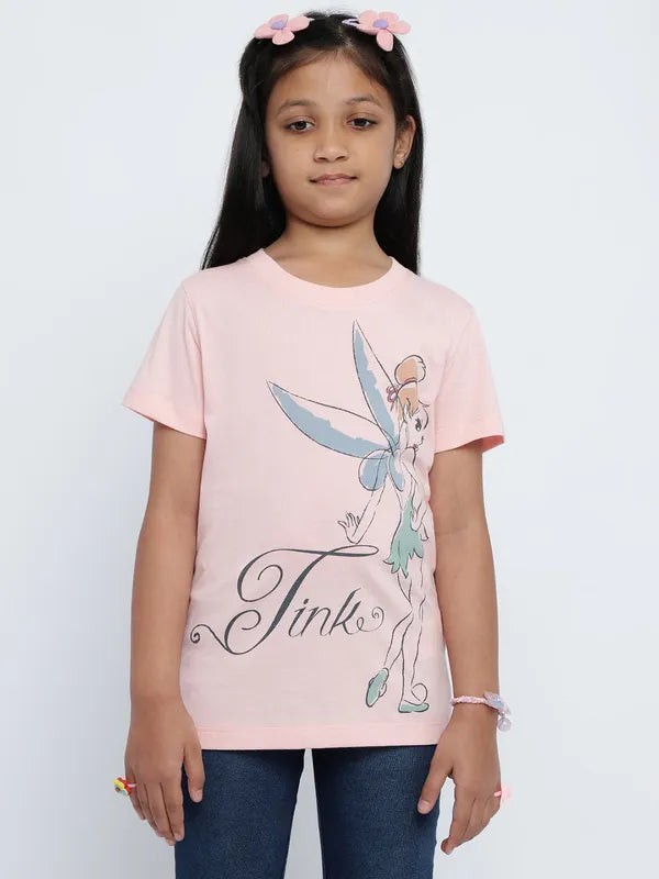 Mettle Girls Tinkerbell Graphic Printed Cotton Regular T-Shirt