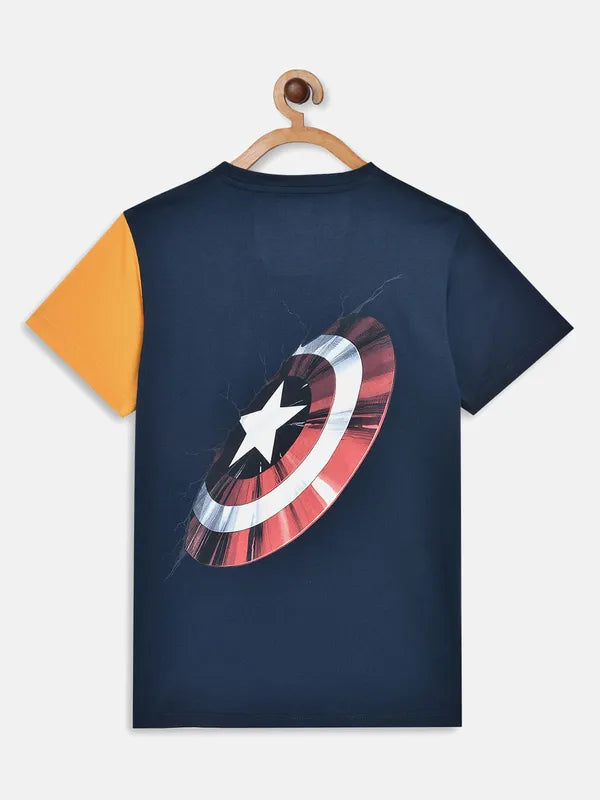 Octave Boys Blue Captain America Applique T-Shirt