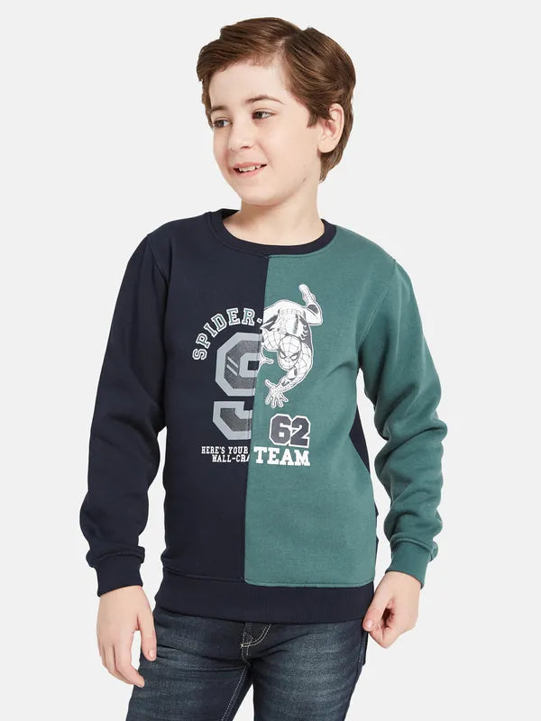 Octave Boys Olive Green Printed Sweatshirt