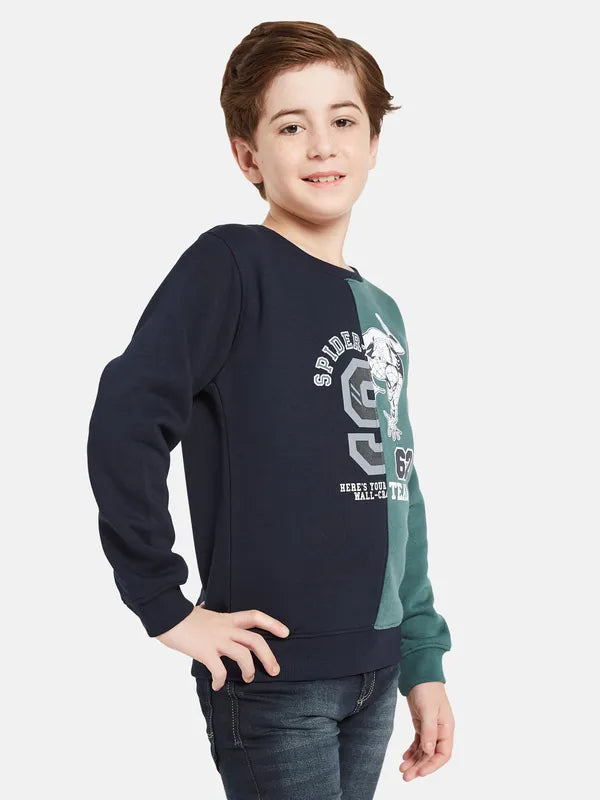 Octave Boys Olive Green Printed Sweatshirt