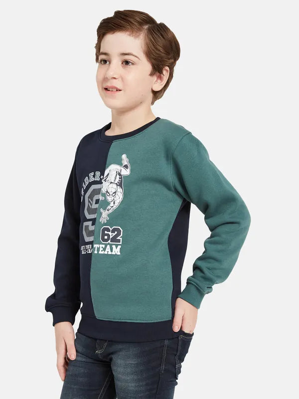 Octave Boys Olive Green Printed Sweatshirt