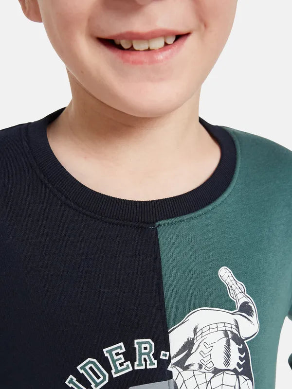 Octave Boys Olive Green Printed Sweatshirt