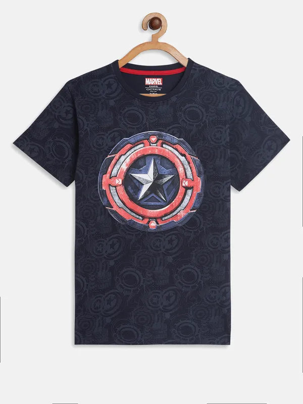 Octave Boys Blue Captain America Printed T-Shirt