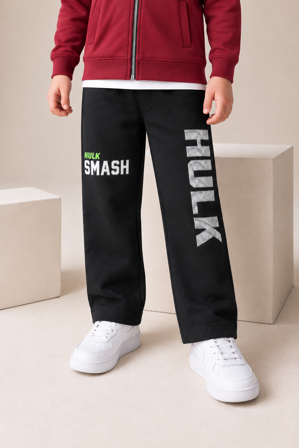 Junior Boys Marvel Cotton Sinker Knitted Jogger Lower – Regular Fit Graphic Print Track Pants