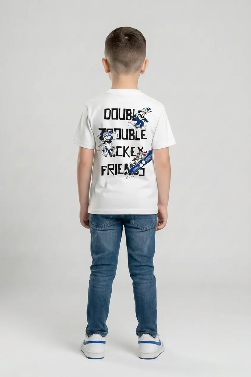 Boys Off White Mickey Mouse Printed T-shirt