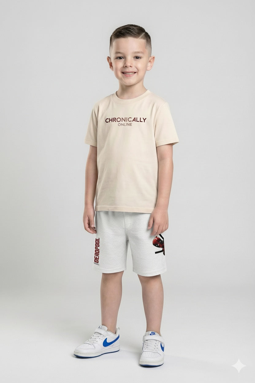 Boy Off White Printed Shorts