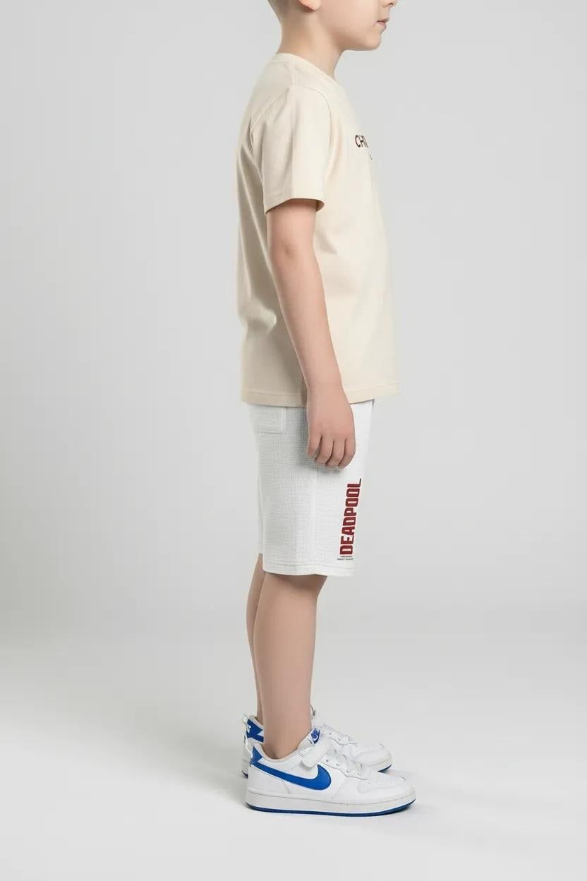 Boy Off White Printed Shorts