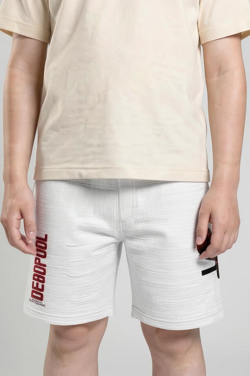 Boy Off White Printed Shorts