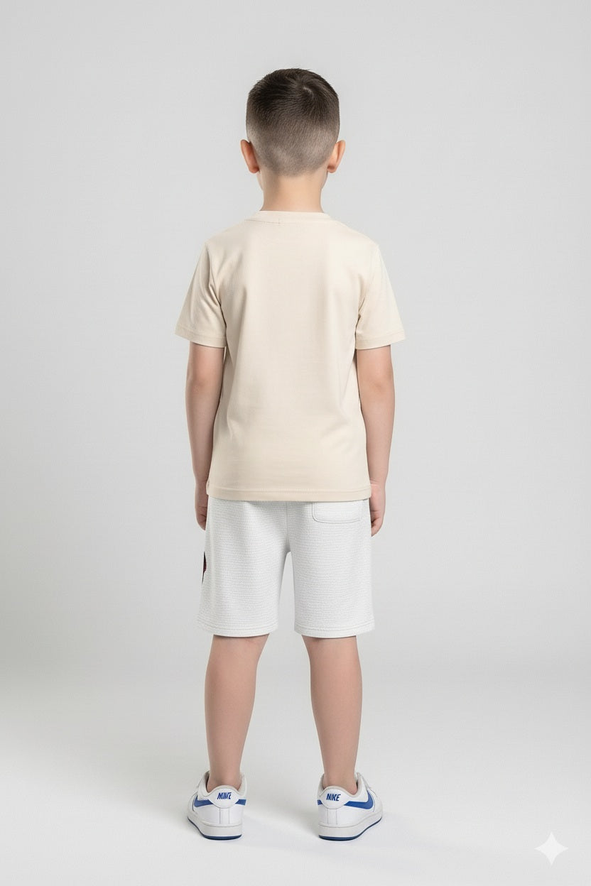 Boy Off White Printed Shorts