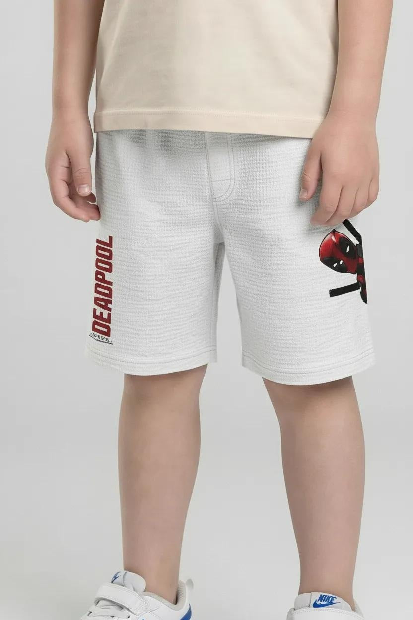Boy Off White Printed Shorts