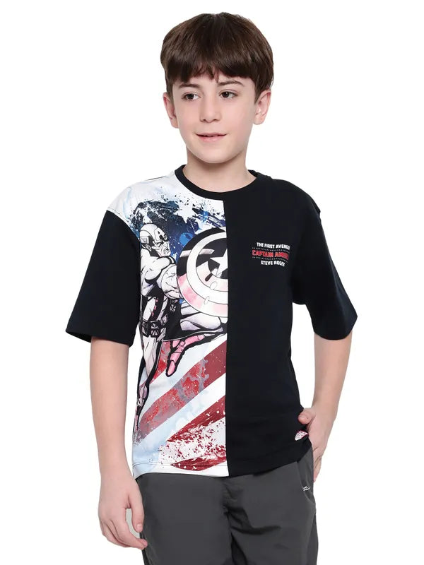 Octave Boys Captain America Printed Colourblocked T-Shirt