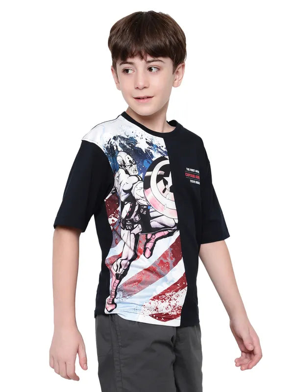 Octave Boys Captain America Printed Colourblocked T-Shirt