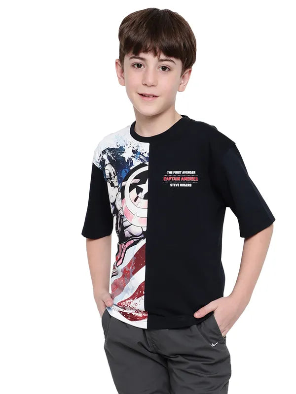 Octave Boys Captain America Printed Colourblocked T-Shirt