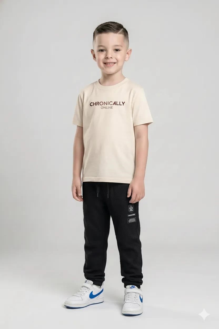 Boys Navy Regular Fit Textured Joggers