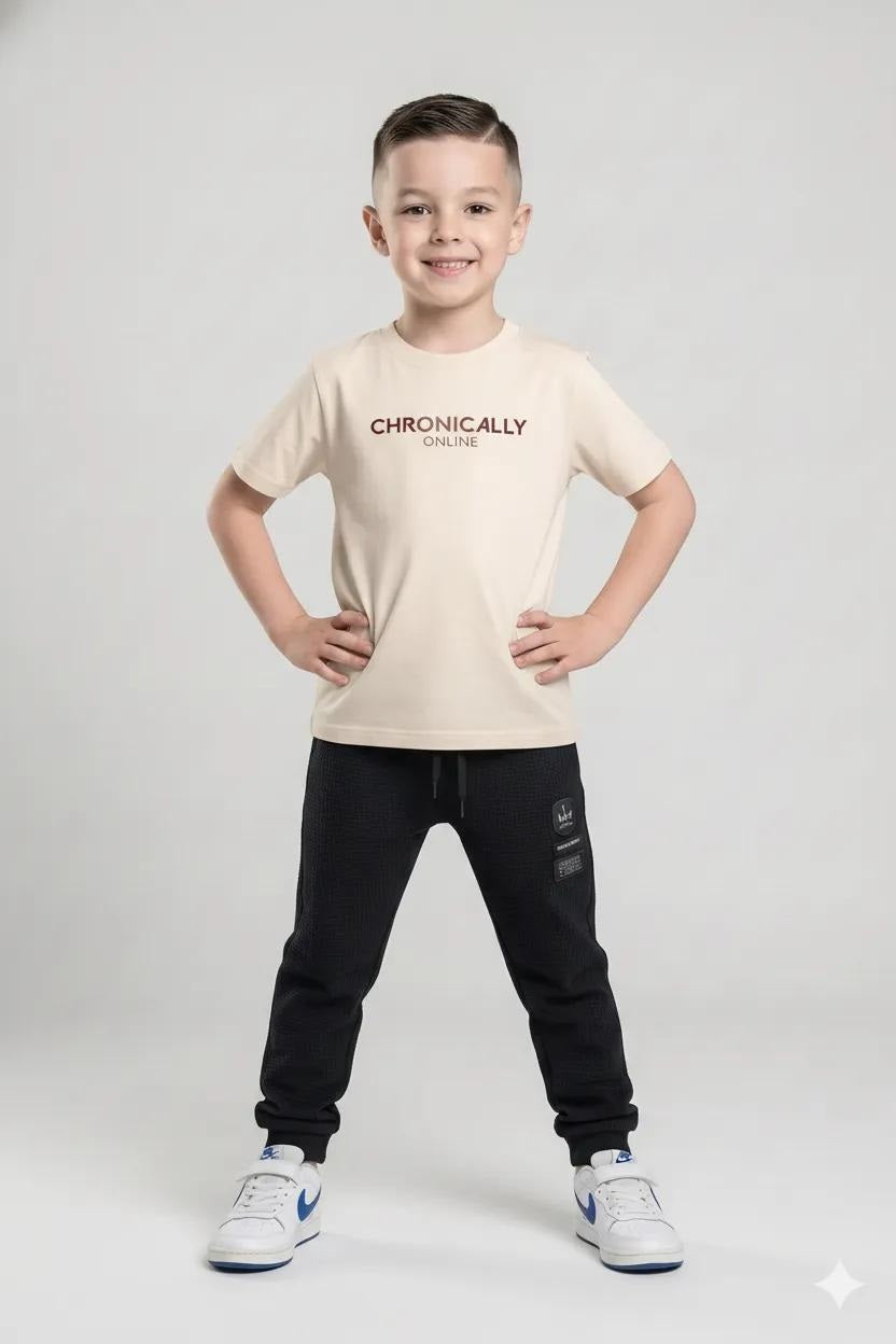 Boys Navy Regular Fit Textured Joggers