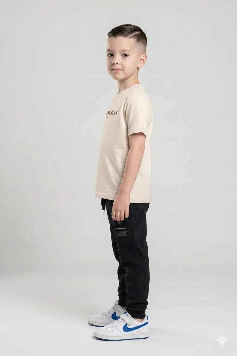 Boys Navy Regular Fit Textured Joggers