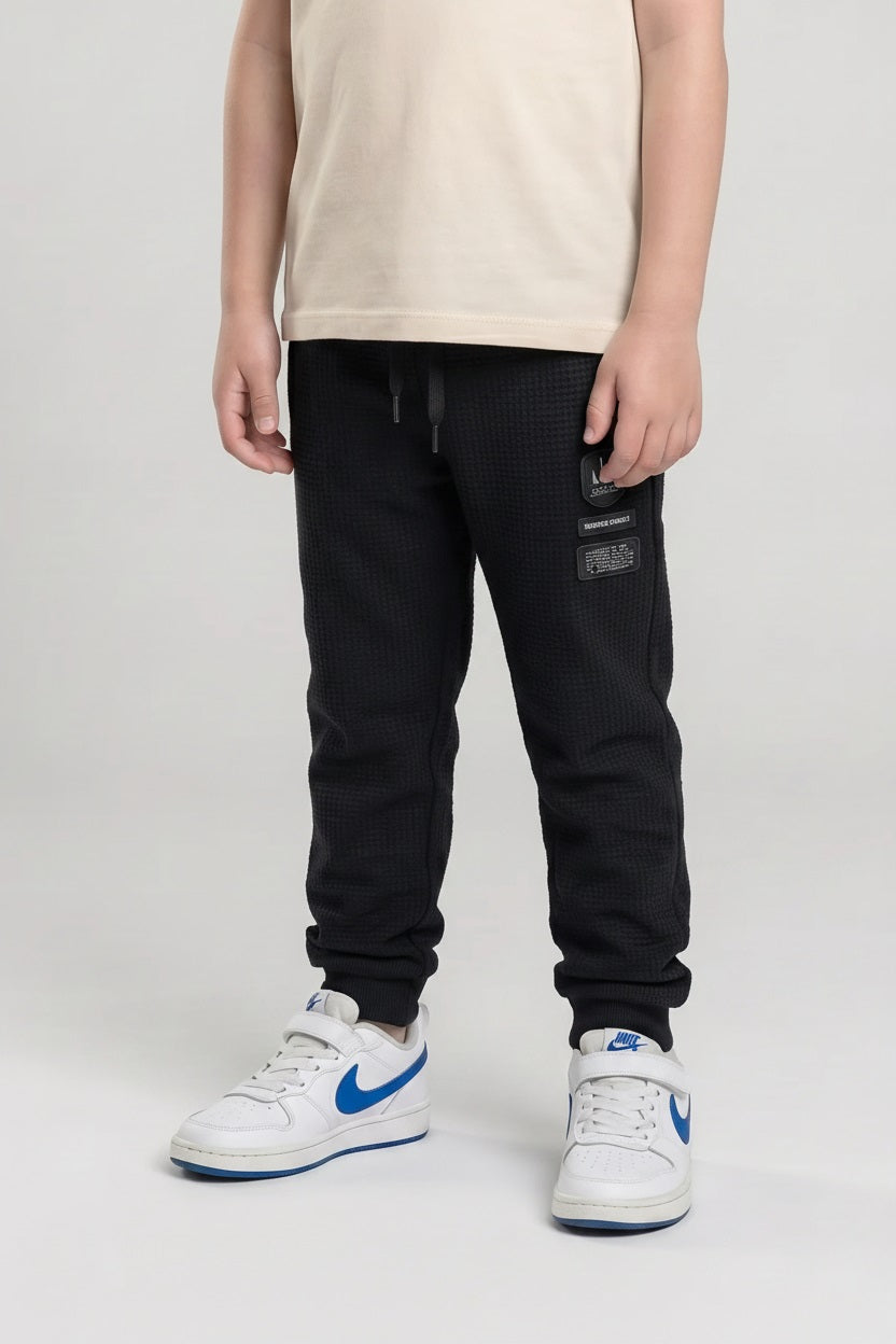 Boys Navy Regular Fit Textured Joggers