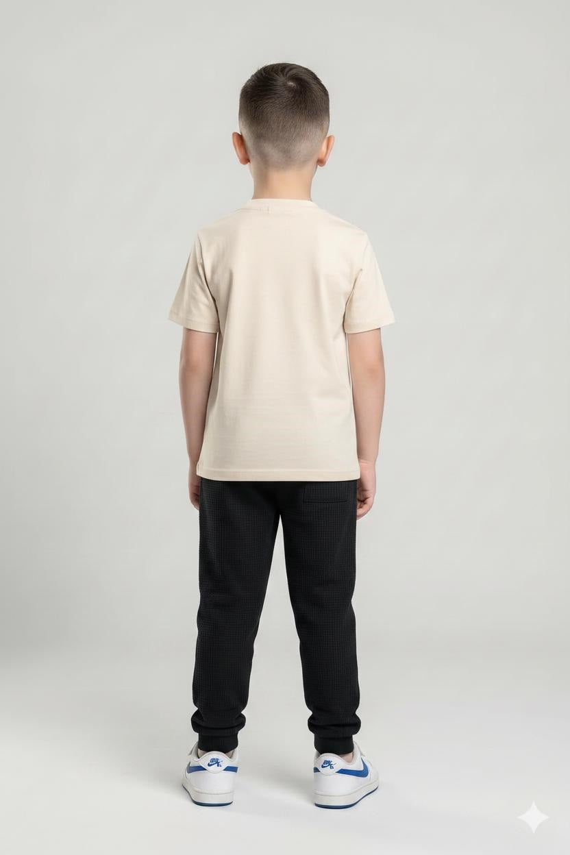 Boys Navy Regular Fit Textured Joggers