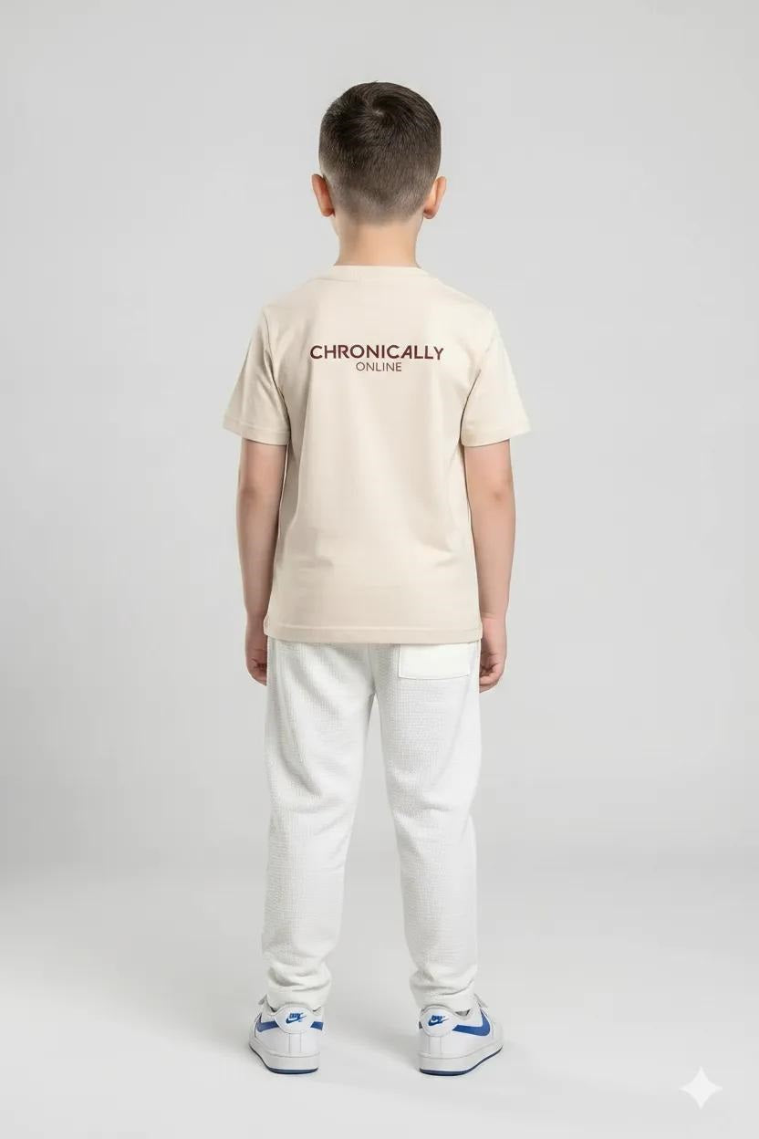 Boys Off White Regular Fit Textured Joggers