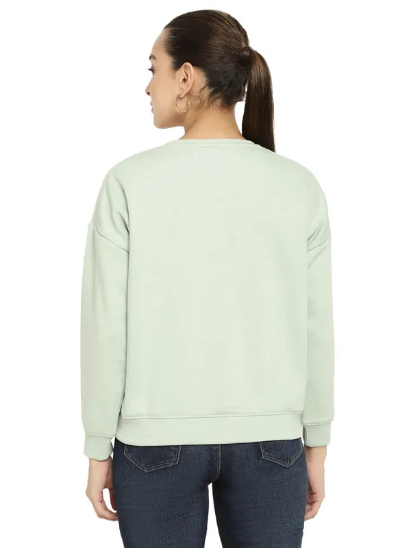 Mettle Women Green Printed Sweatshirt